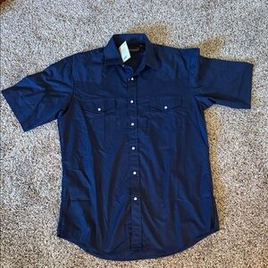 Roper Shirt Men's Lg. NWT. Blue Casual Button Down Shirt Short Sleeve